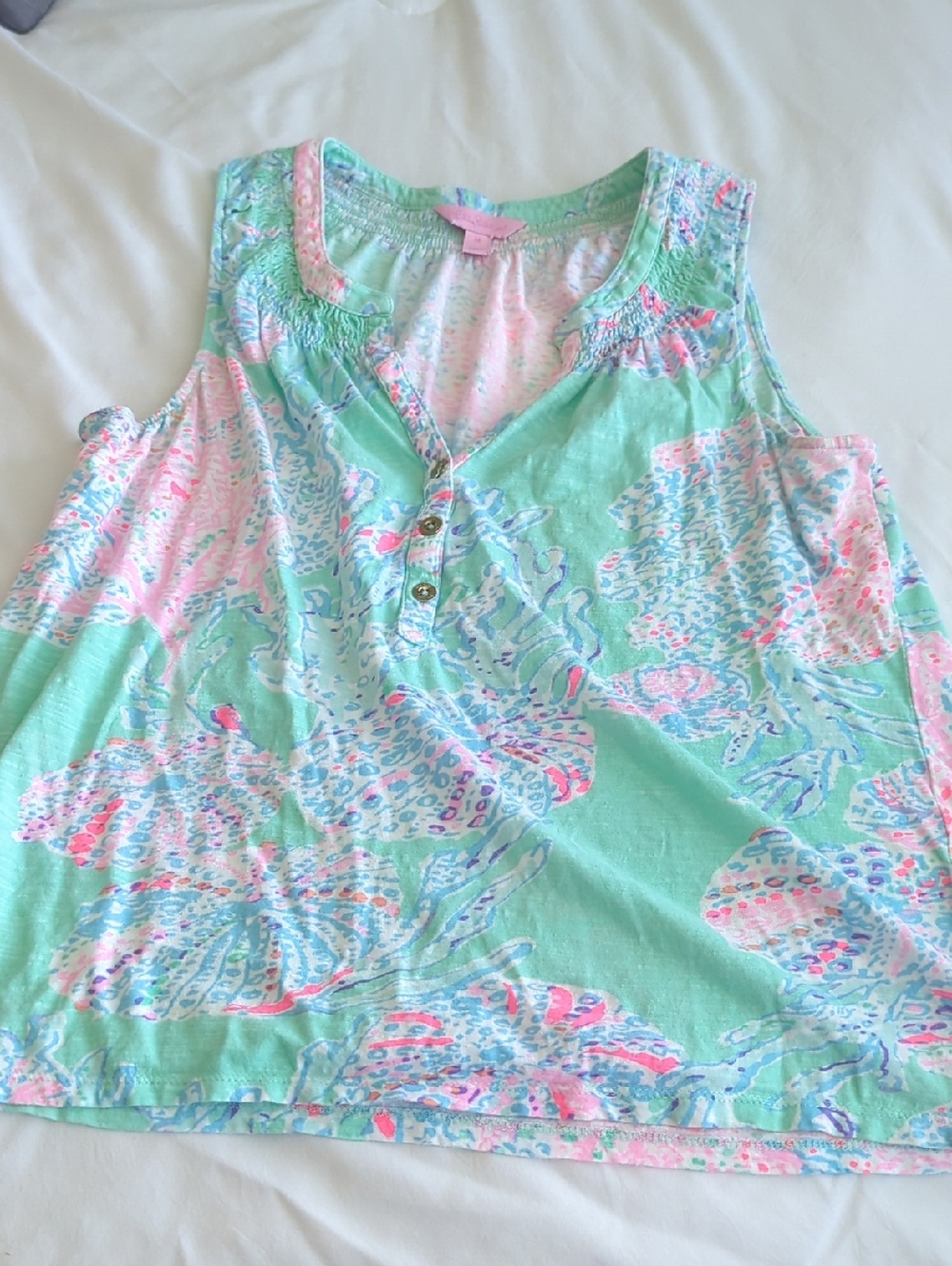 Lilly Pulitzer Mint Green & Pink Printed Sleeveless Tank
